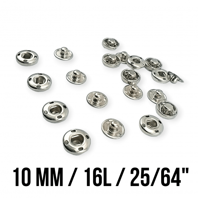 Sew-On Snap Fasteners 10 mm 16L / 25/64" Brass Stainless ERD100PR4 Sew-On Snap Fasteners 10 mm 16L / 25/64" Brass Stainless ERD100PR4