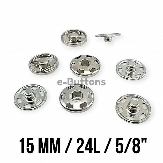 Sew-On Snap Button 15 mm 24 L 5/8" Brass Stainless ERD150PR