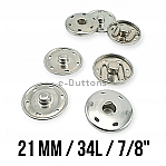 Sew-On Snap Button 21 mm 34 L 7/8"  Brass Stainless ERD210PR