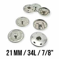 Sew-On Snap Button 21 mm 34 L 7/8"  Brass Stainless ERD210PR