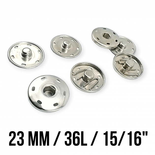 Sew-On Snap Button 23 mm 36 L 15/16" Brass Stainless ERD230PR Sew-On Snap Button 23 mm 36 L 15/16" Brass Stainless ERD230PR