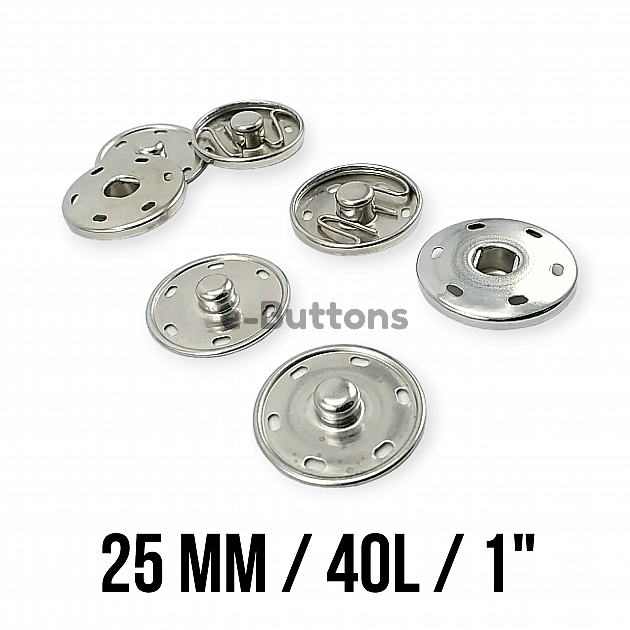 Sew-On Snap Button 25 mm 40 L 1" Brass Stainless ERD250PR