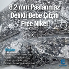 Snap Button For Baby Clothes 8 mm 0,31" Prong Snap Fasteners - 1000 Pieces Stainnless Steel ERBCLK0008P