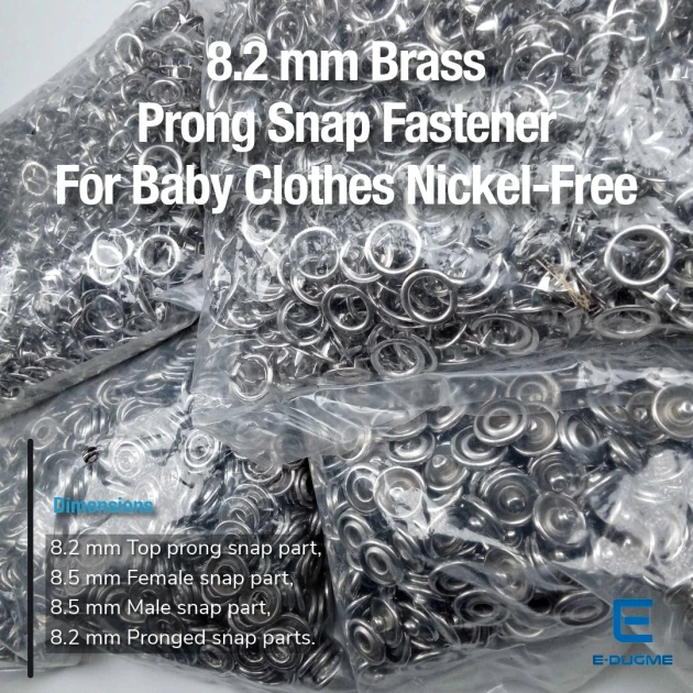 Snap Button For Baby Clothes - 8 mm 0,31" Prong Snap Fasteners 1000 Pieces ERBCLK0008P