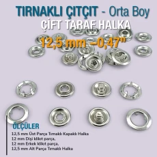 12.5 mm Prong Snap Fastener 20L - 0.50 in Two Side Prong Ring ERC00125TIRPR