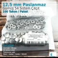 12.5 mm / 0.49 in Stainless Silver 54 System Snap Fasteners, 100 Sets/Pack ERCA00125P