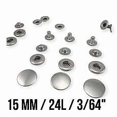 Alpha 15 mm Snaps Fasteners 19/32" Stainless 24L  Set Of 4 ERCA0015P