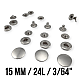 Alpha 15 mm Snaps Fasteners 19/32" Stainless 24L  Set Of 4 ERCA0015P