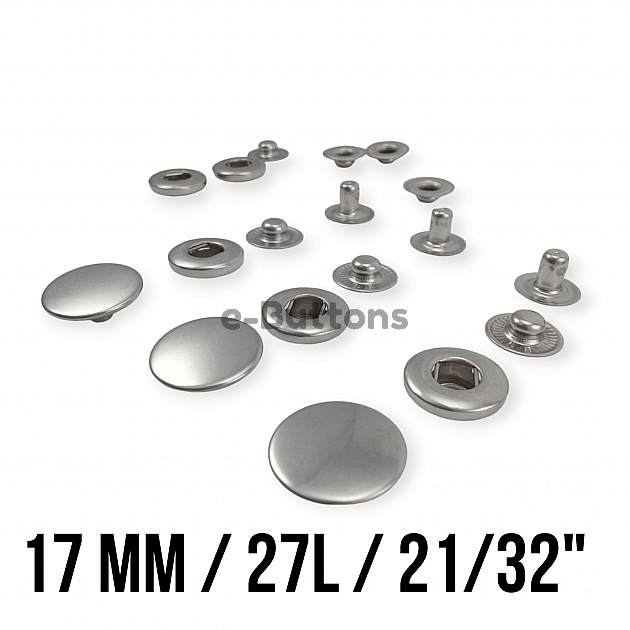 Alpha 17 mm Snaps Fasteners 11/16" Stainless 27L  Set Of 4 ERCA0017P