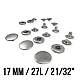 Alpha 17 mm Snaps Fasteners 11/16" Stainless 27L  Set Of 4 ERCA0017P