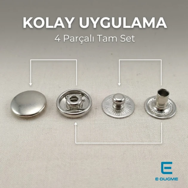 Snaps Fasteners Alpha S - 15 mm 24L Brass Set Of 4 ERCAS0015PL