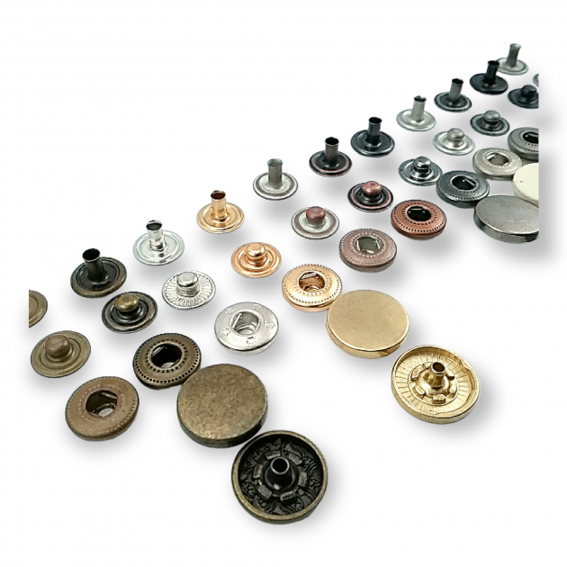 12,5 mm Snaps Fasteners 31/64" Coin Type Flat 20L Zamak Set of 4 ERC0125ZMK 12,5 mm Snaps Fasteners 31/64" Coin Type Flat 20L Zamak Set of 4 ERC0125ZMK