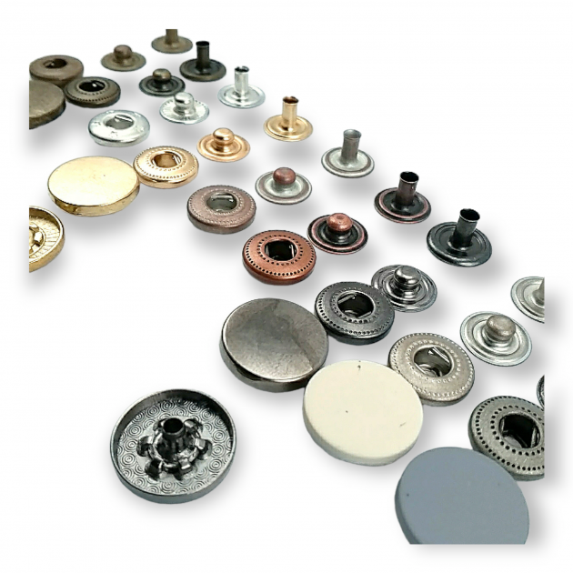 12,5 mm Snaps Fasteners 31/64" Coin Type Flat 20L Zamak Set of 4 ERC0125ZMK 12,5 mm Snaps Fasteners 31/64" Coin Type Flat 20L Zamak Set of 4 ERC0125ZMK