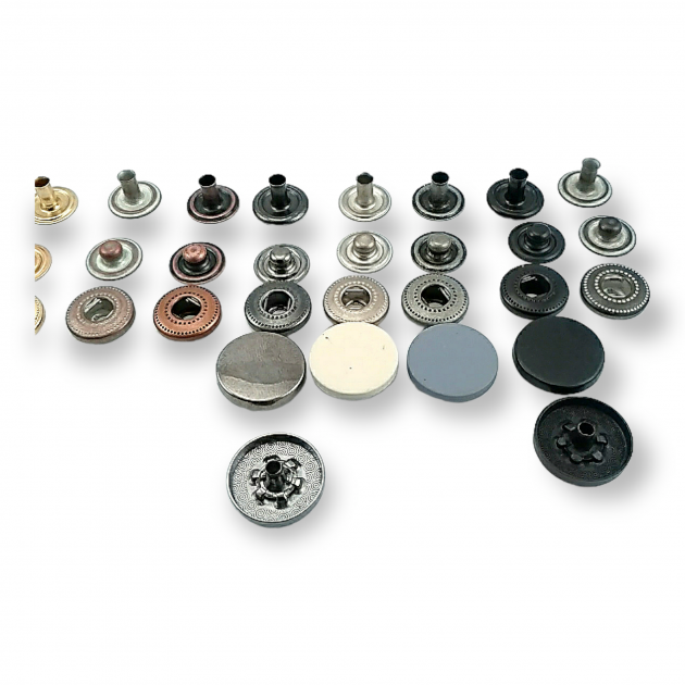 12,5 mm Snaps Fasteners 31/64" Coin Type Flat 20L Zamak Set of 4 ERC0125ZMK 12,5 mm Snaps Fasteners 31/64" Coin Type Flat 20L Zamak Set of 4 ERC0125ZMK