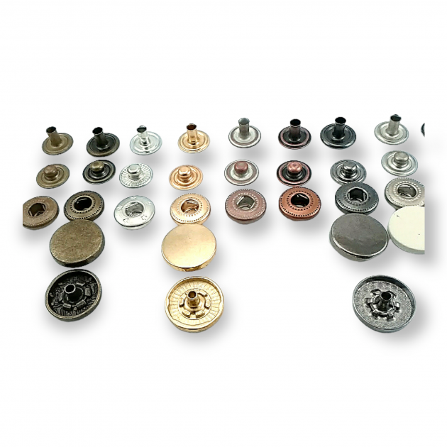 12,5 mm Snaps Fasteners 31/64" Coin Type Flat 20L Zamak Set of 4 ERC0125ZMK 12,5 mm Snaps Fasteners 31/64" Coin Type Flat 20L Zamak Set of 4 ERC0125ZMK