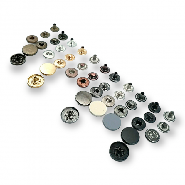 12,5 mm Snaps Fasteners 31/64" Coin Type Flat 20L Zamak Set of 4 ERC0125ZMK 12,5 mm Snaps Fasteners 31/64" Coin Type Flat 20L Zamak Set of 4 ERC0125ZMK