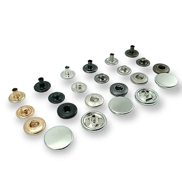 15 mm Snaps Fasteners 19/32" Coin Type Flat 24L Brass Set of 4 ERCB0015PRP