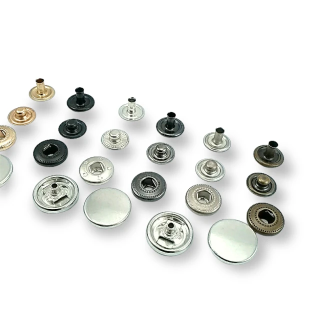 15 mm Snaps Fasteners 19/32" Coin Type Flat 24L Brass Set of 4 ERCB0015PRP