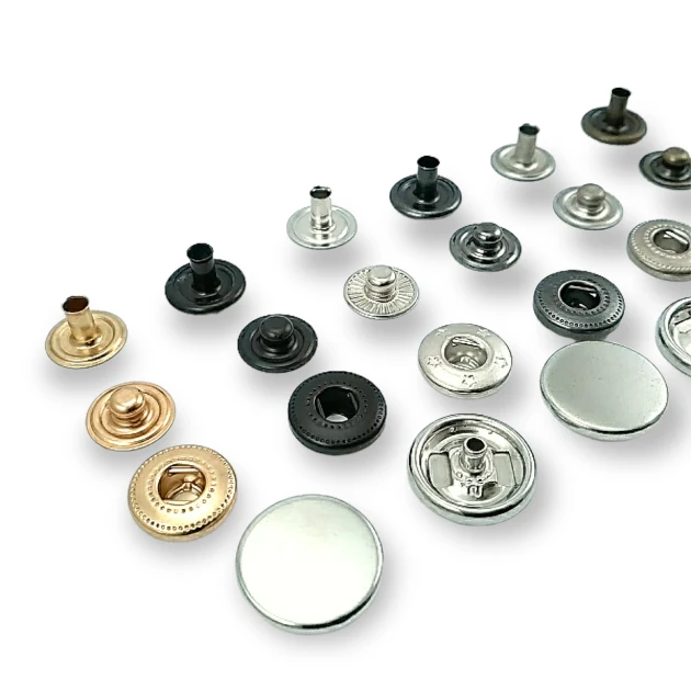 15 mm Snaps Fasteners 19/32" Coin Type Flat 24L Brass Set of 4 ERCB0015PRP