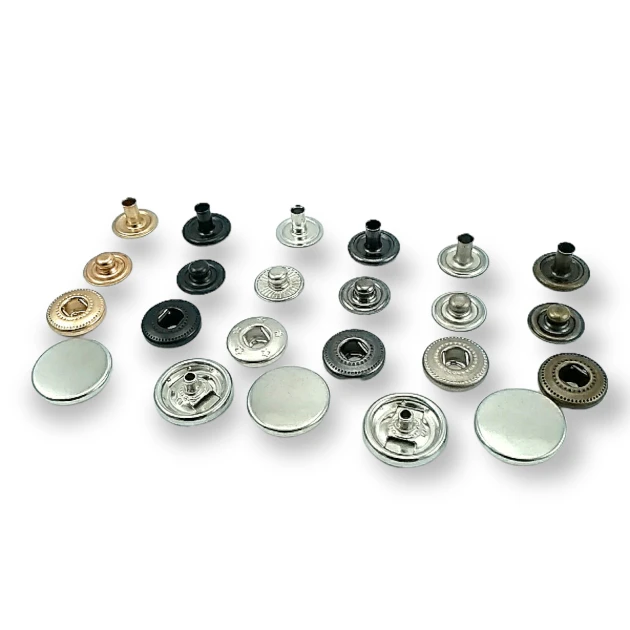 15 mm Snaps Fasteners 19/32" Coin Type Flat 24L Brass Set of 4 ERCB0015PRP