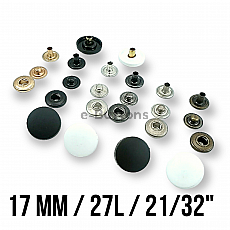 17 mm Snaps Fasteners 43/64" Plastic Flat 27L Brass Set Of 4 ERCB0017PL