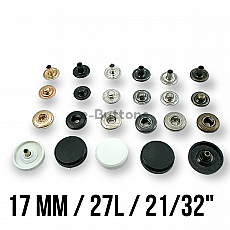 Plastic Snaps Buttons 43/64" Coin Type 17 mm 27L Brass Set Of 4 (500 Pcs/Pkt) ERCB0017PLP