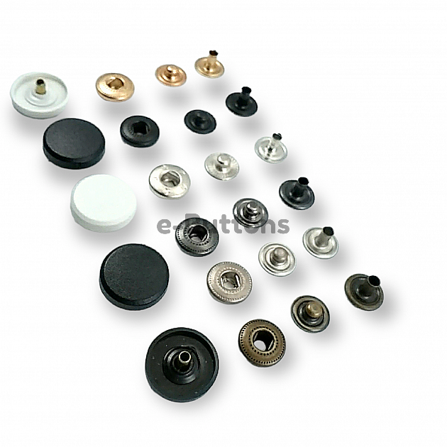 Plastic Snaps Buttons 43/64" Coin Type 17 mm 27L Brass Set Of 4 (500 Pcs/Pkt) ERCB0017PLP