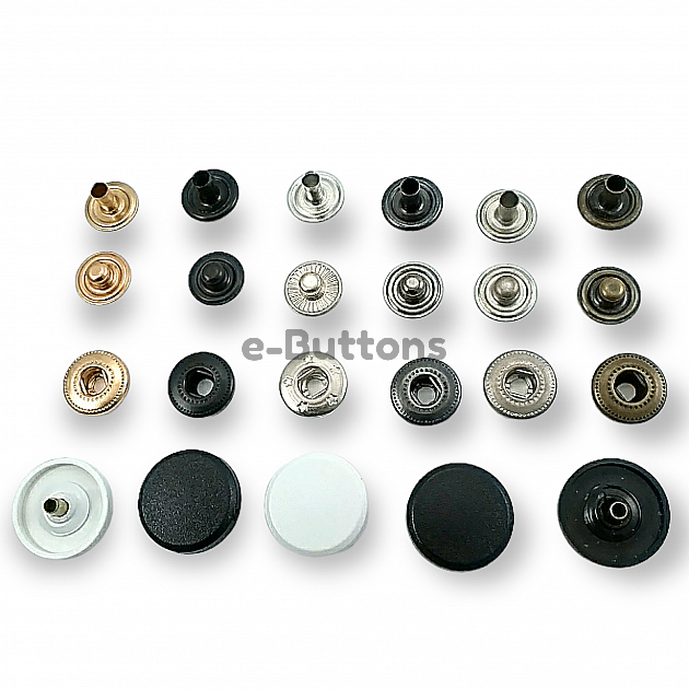 Plastic Snaps Buttons 43/64" Coin Type 17 mm 27L Brass Set Of 4 (500 Pcs/Pkt) ERCB0017PLP