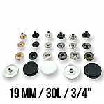 Plastic Snaps Buttons 3/4" Coin Type 19 mm 30L Brass Set Of 4 ERCB0019PLP