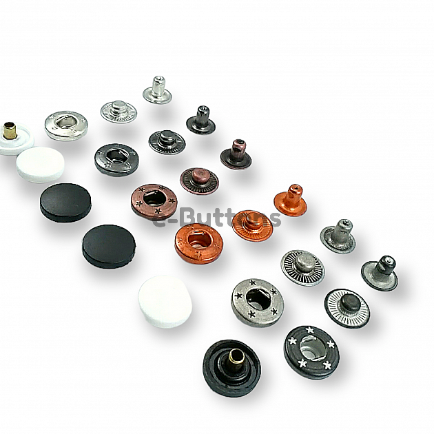 Plastic Alpha 15 mm Snaps Buttons19/32" 24L Brass Set Of 4 ERCA0015PL