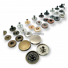 17 mm Snaps Fasteners 43/64" Coin Type Flat 27L Zamak Set of 4 ERC0017ZMK