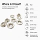 10 mm / 0.39 in Inner Diameter Stainless Metal Eyelet Capsule, 500 pcs/Pack ER0024P for textile, leather, and outdoor