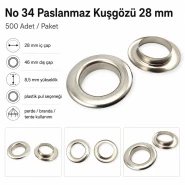 Stainless Steel Eyelet 28 mm / 1.10 in Inner Diameter  500 Pieces Pack ER0034P