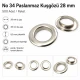 Stainless Steel Eyelet 28 mm / 1.10 in Inner Diameter for textile, leatherwork, bags, and footwear - 500 Pieces Pack ER0034P