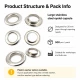 Stainless Steel Eyelet 28 mm / 1.10 in Inner Diameter for textile, leatherwork, bags, and footwear - 500 Pieces Pack ER0034P
