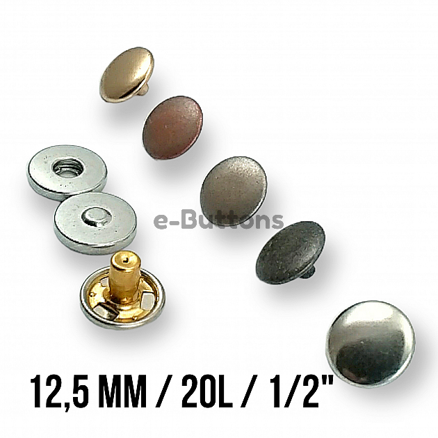 Magnetic Snap Fastener 12.5 mm Curved Brass Set of 4 ERMK0125PR