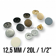 Magnetic Snap Fastener 12.5 mm Flat Zamak Set of 4 ERMK0125ZMK12