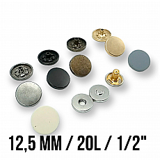 Magnetic Snap Fastener 12.5 mm Flat Zamak Set of 4 ERMK0125ZMK12