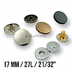 Magnetic Snap Fastener 17 mm  Flat Zamak Set of 4 ERMK018ZMK17