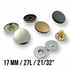 Magnetic Snap Fastener 17 mm  Flat Zamak Set of 4 ERMK018ZMK17