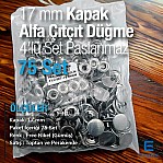 Alfa Paslanmaz Çelik Çıtçıt Düğme 17 mm Çıtçıt Düğme 75 Adet/Paket C0001P17PK