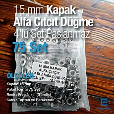 Alfa Paslanmaz Çıtçıt Düğme 15 mm Çıtçıt Düğme 75 Adet/Paket C0001PPK