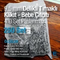 9,5 mm Paslanmaz Bebe Çıtçıtı Delikli Klikıt Çıtçıt 250 Adet/Pk C0095DPPK