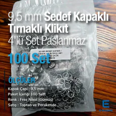9,5 mm Paslanmaz Bebe Çıtçıtı Sedefli Klikıt Çıtçıt 100 Adet/Pk C0095SPPK