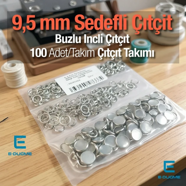 9,5 mm Paslanmaz Bebe Çıtçıtı Sedefli Klikıt Çıtçıt 100 Adet/Pk C0095SPPK