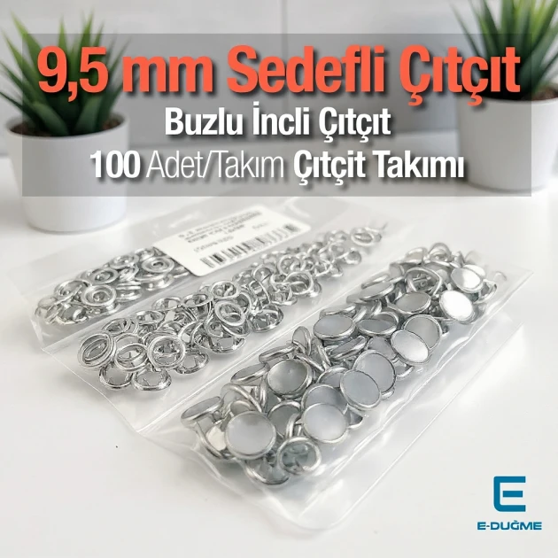 9,5 mm Paslanmaz Bebe Çıtçıtı Sedefli Klikıt Çıtçıt 100 Adet/Pk C0095SPPK
