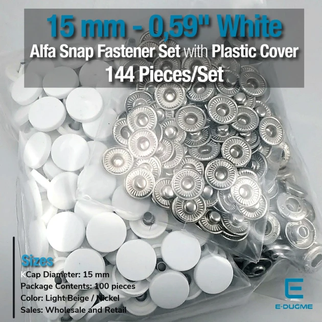 5 mm Alfa Çıtçıt Düğme 1 Plastik Kapak Saç 3 Alt Parça 144 Adet/Paket CPL0001PPK