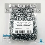 Paslanmaz 2 Nolu Kuşgözü Free Nikel İç Çap 5 mm 1000 Ad/Paket ER0002PPK