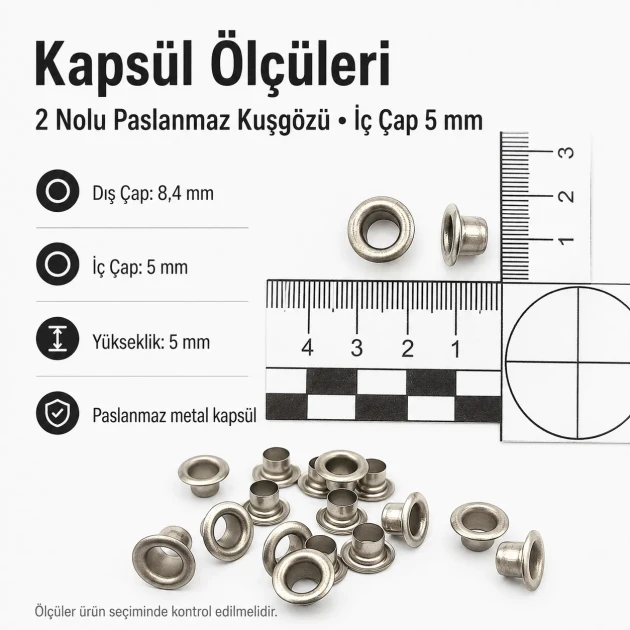 5 mm Inner Diameter Stainless Metal Eyelet, 1000 pcs/Pack ER0002PPK for crafting and textile applications