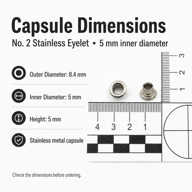 5 mm Inner Diameter Stainless Metal Eyelet, 1000 pcs/Pack ER0002PPK for crafting and textile applications